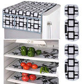 Kuber Industries Birds Design Combo of PVC 3 Pieces Fridge Mats, 1 Piece Handle Cover and 1 Piece Fridge Top Cover (Grey) - CTKTC22409